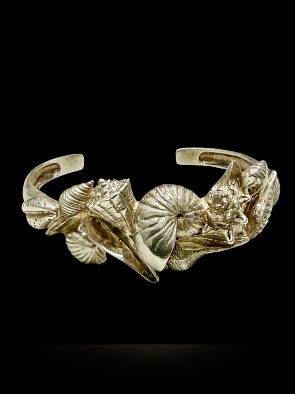Kabana Nature Bracelet Sterling Silver Shell Nautilus, Conch & Starfish Cuff